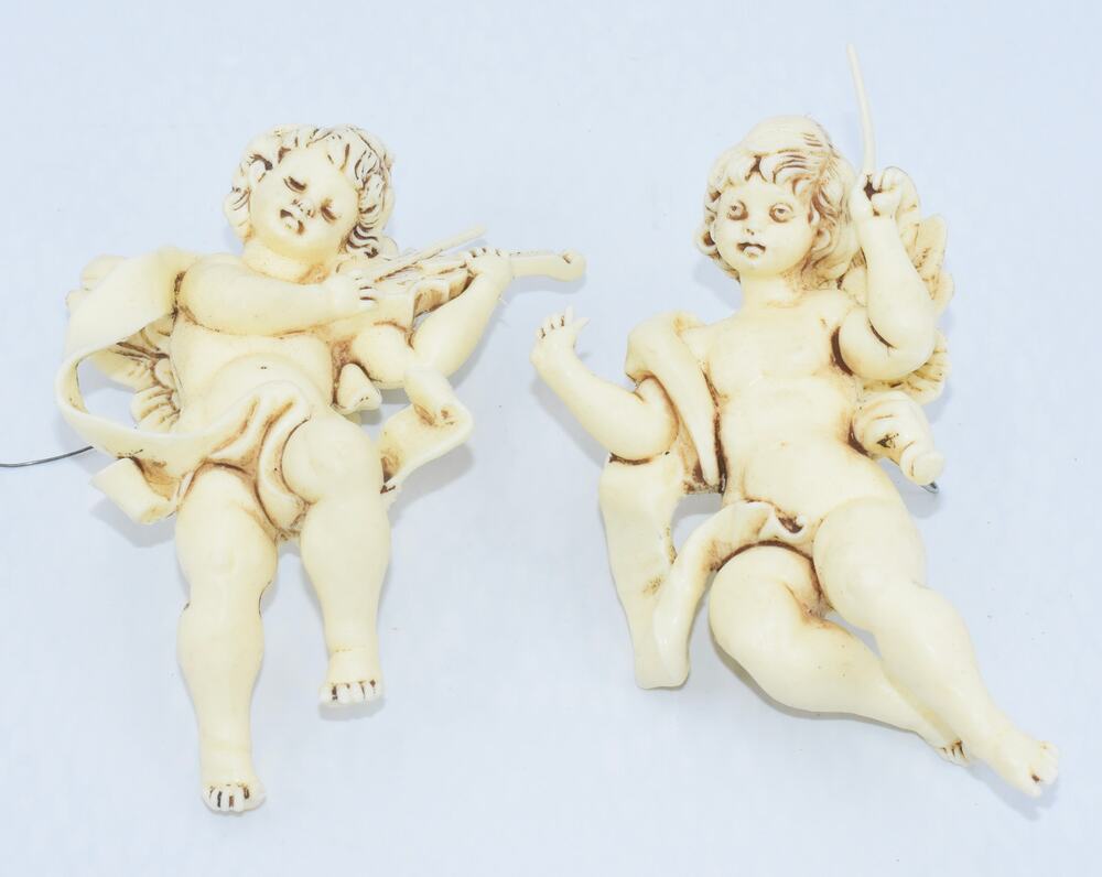 Vintage Fontanini Italy Angel Cherub Hanging Christmas Ornaments